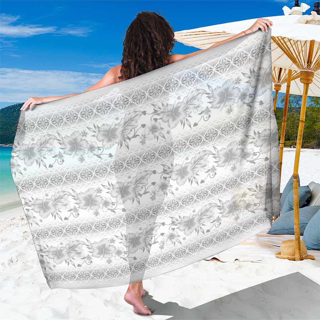 Samoa White Sunday Sarong Samoan Tapa White Hibiscus LT05 One Size 44 x 66 inches White - Polynesian Pride