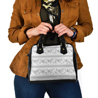Samoa White Sunday Shoulder Handbag Samoan Tapa White Hibiscus LT05 - Polynesian Pride