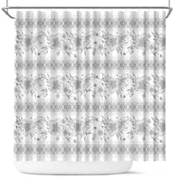 Samoa White Sunday Shower Curtain Samoan Tapa White Hibiscus LT05 White - Polynesian Pride