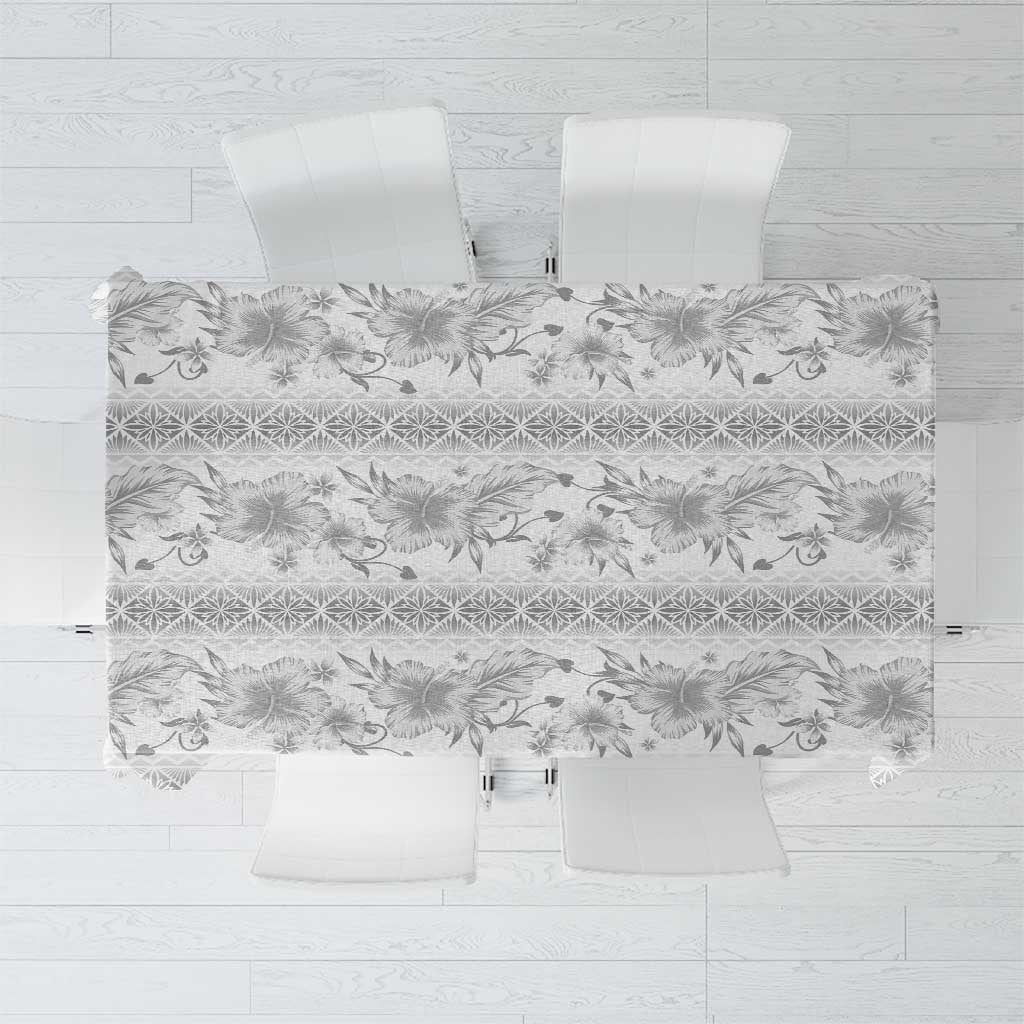 Samoa White Sunday Tablecloth Samoan Tapa White Hibiscus LT05 White - Polynesian Pride