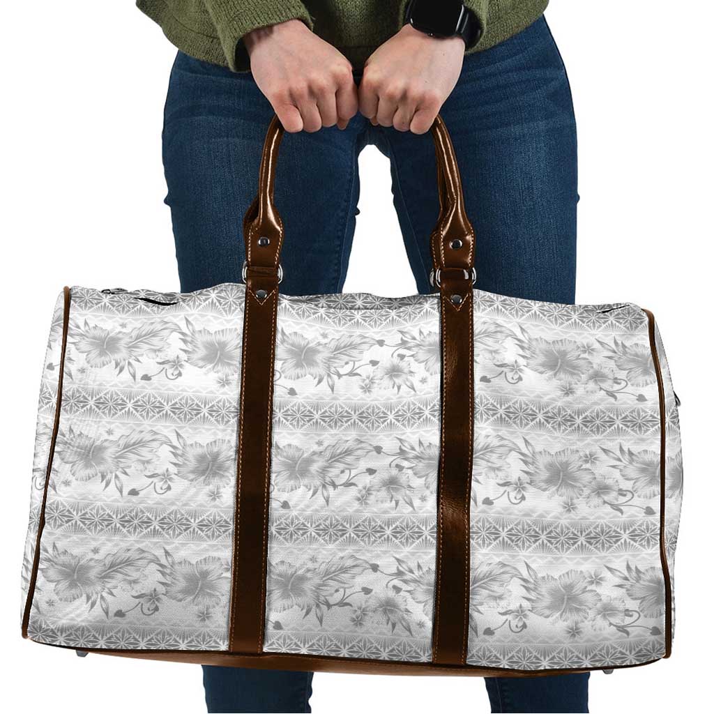 Samoa White Sunday Travel Bag Samoan Tapa White Hibiscus LT05 White - Polynesian Pride