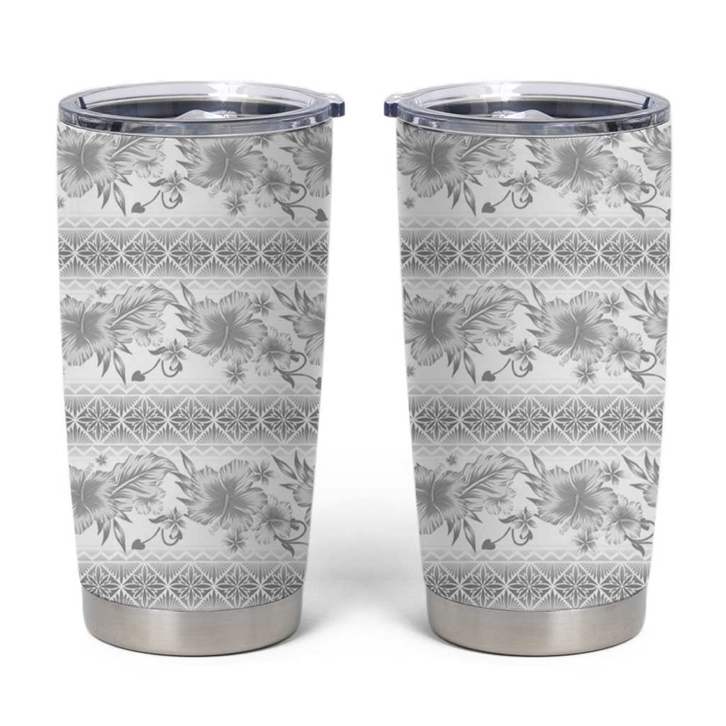 Samoa White Sunday Tumbler Cup Samoan Tapa White Hibiscus LT05 White - Polynesian Pride