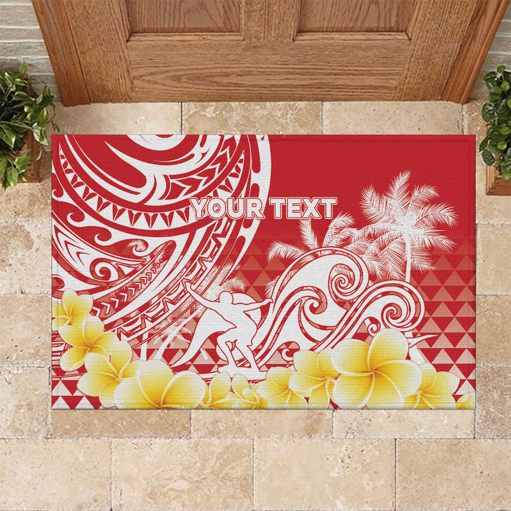 Personalised Tahiti Surfing Rubber Doormat Polynesian Style LT05 Red - Polynesian Pride