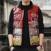 Personalised Tahiti Surfing Sleeveless Puffer Jacket Polynesian Style LT05 - Polynesian Pride