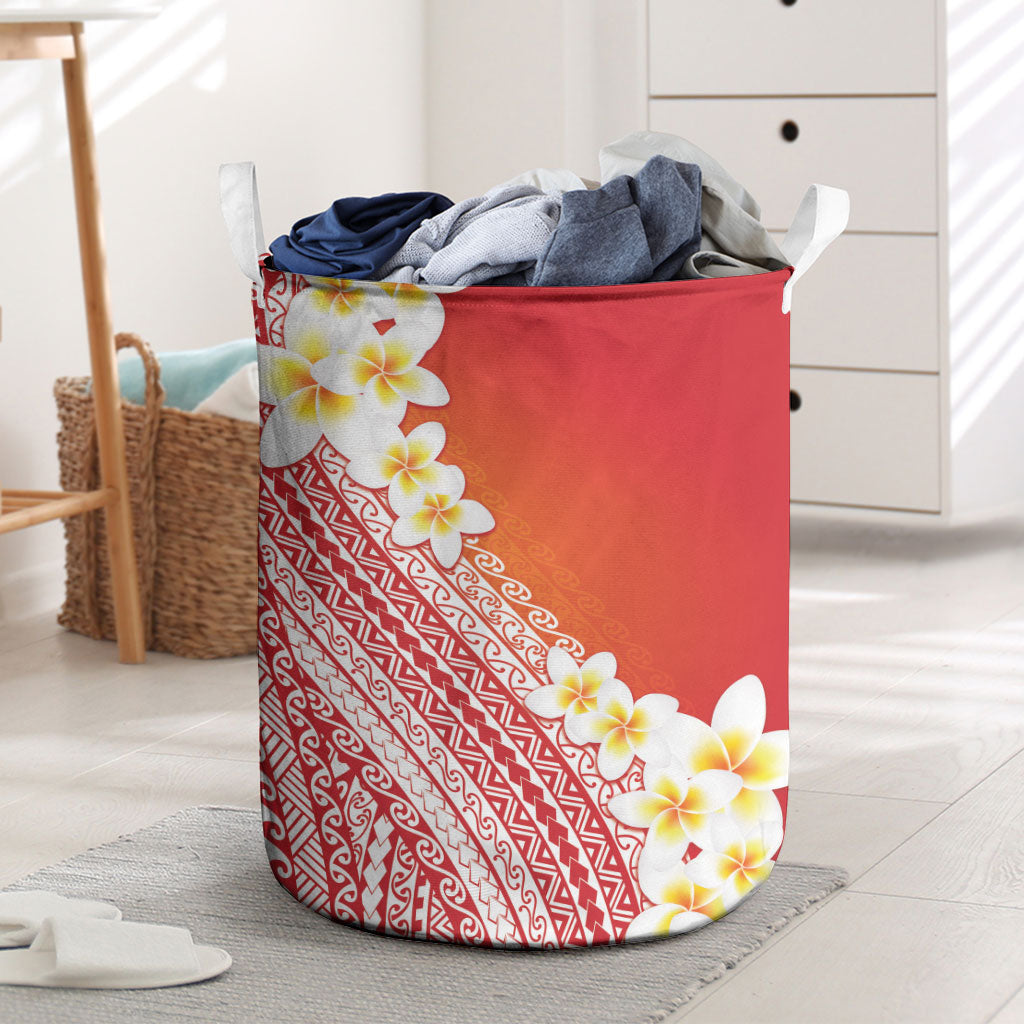 Tahiti Plumeria Tribal Pattern Laundry Basket Wave Style Red LT05 Red - Polynesian Pride
