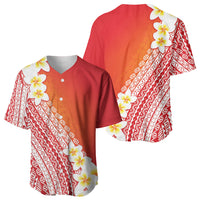 Tahiti Plumeria Tribal Pattern Baseball Jersey Wave Style Red LT05 - Polynesian Pride