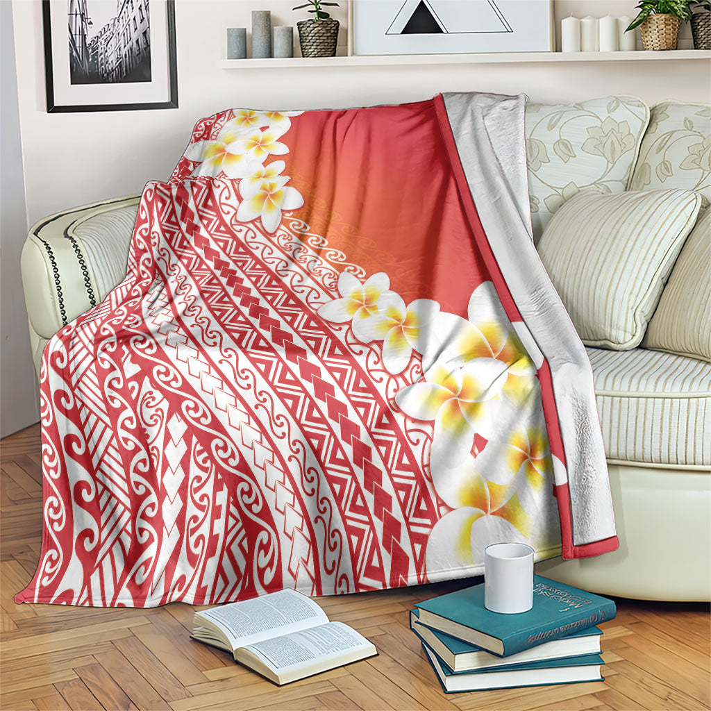 Tahiti Plumeria Tribal Pattern Blanket Wave Style Red LT05 Red - Polynesian Pride
