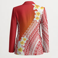 Tahiti Plumeria Tribal Pattern Blazer Wave Style Red LT05 - Polynesian Pride