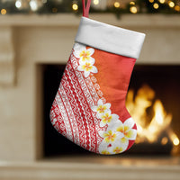 Tahiti Plumeria Tribal Pattern Christmas Stocking Wave Style Red