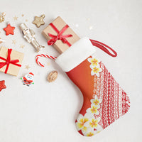 Tahiti Plumeria Tribal Pattern Christmas Stocking Wave Style Red