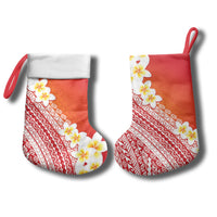 Tahiti Plumeria Tribal Pattern Christmas Stocking Wave Style Red