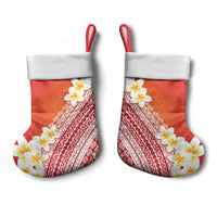 Tahiti Plumeria Tribal Pattern Christmas Stocking Wave Style Red
