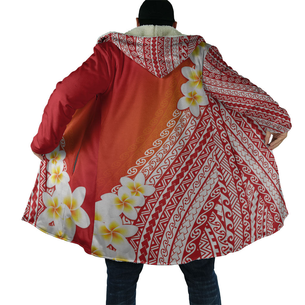 Tahiti Plumeria Tribal Pattern Cloak Wave Style Red LT05 - Polynesian Pride