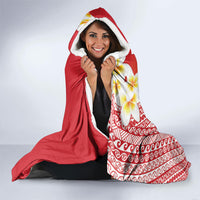 Tahiti Plumeria Tribal Pattern Hooded Blanket Wave Style Red LT05 - Polynesian Pride