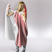 Tahiti Plumeria Tribal Pattern Hooded Blanket Wave Style Red LT05 - Polynesian Pride