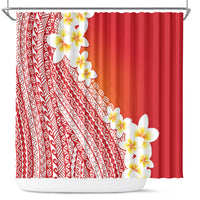 Tahiti Plumeria Tribal Pattern Shower Curtain Wave Style Red LT05 Red - Polynesian Pride