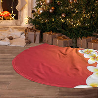Tahiti Plumeria Tribal Pattern Tree Skirt Wave Style Red