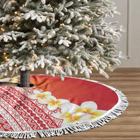 Tahiti Plumeria Tribal Pattern Tree Skirt Wave Style Red