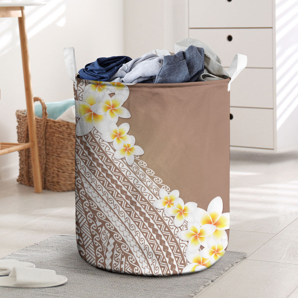 Tahiti Plumeria Tribal Pattern Laundry Basket Wave Style Brown LT05 Brown - Polynesian Pride