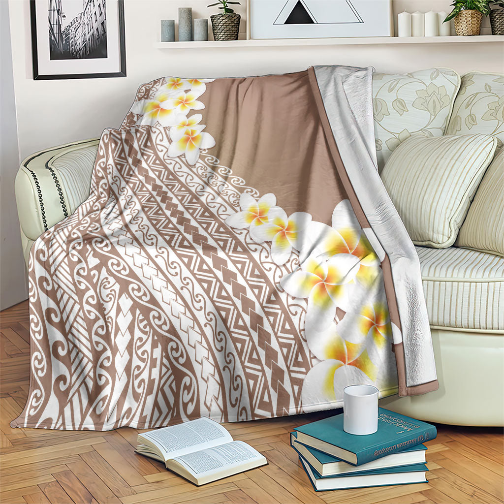 Tahiti Plumeria Tribal Pattern Blanket Wave Style Brown LT05 Brown - Polynesian Pride