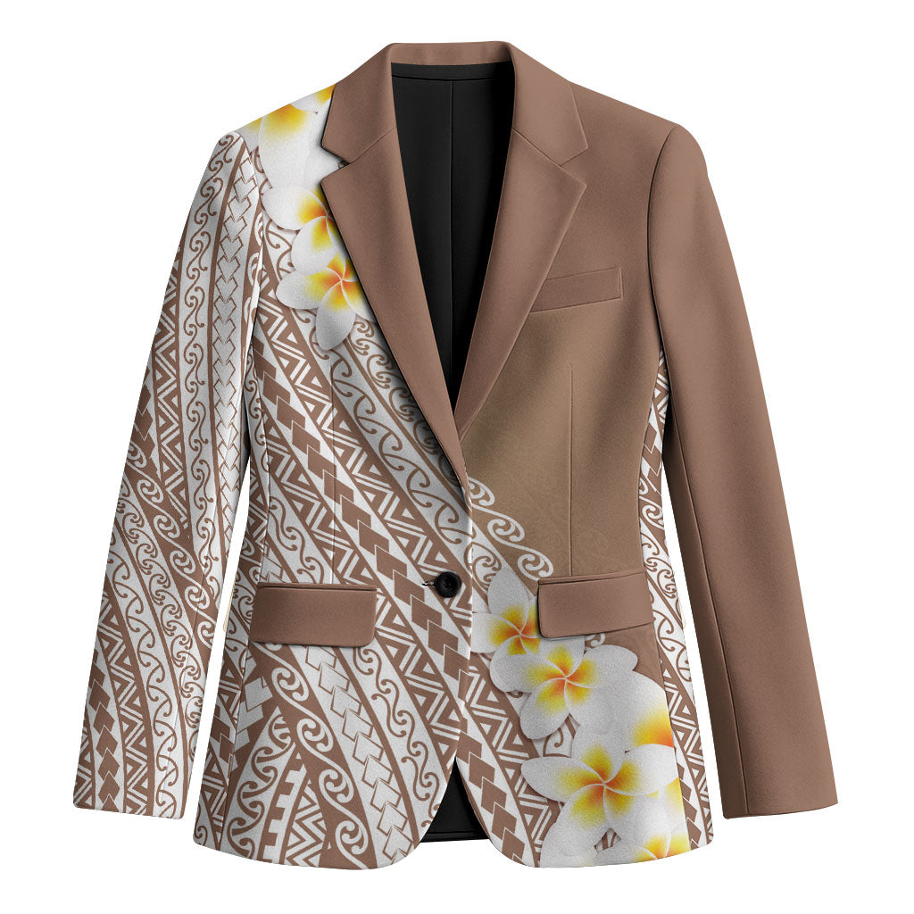Tahiti Plumeria Tribal Pattern Blazer Wave Style Brown LT05 Unisex Brown - Polynesian Pride