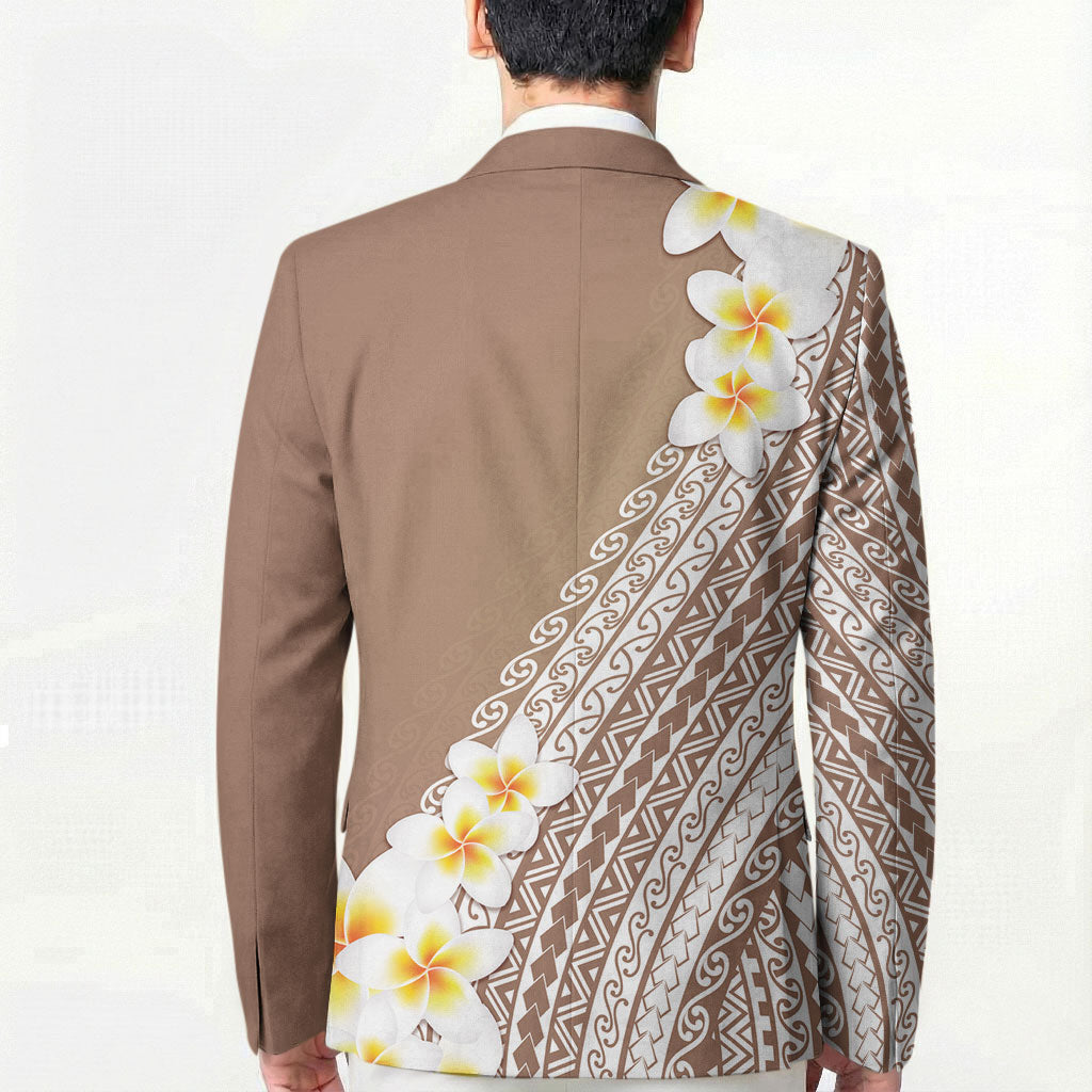 Tahiti Plumeria Tribal Pattern Blazer Wave Style Brown LT05 - Polynesian Pride