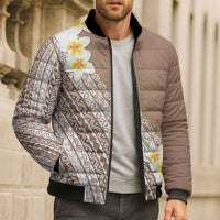 Tahiti Plumeria Tribal Pattern Bomber Puffer Jacket Wave Style Brown LT05 - Polynesian Pride