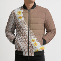 Tahiti Plumeria Tribal Pattern Bomber Puffer Jacket Wave Style Brown LT05 - Polynesian Pride