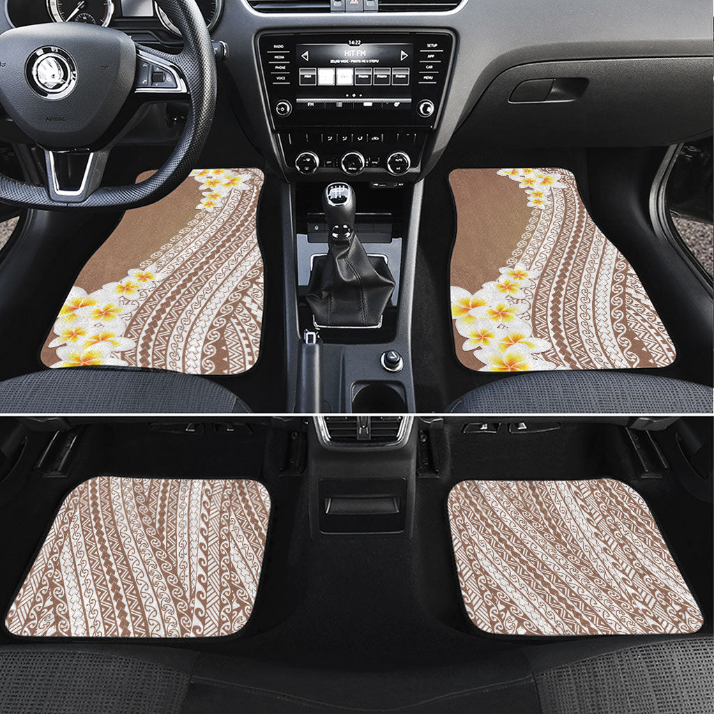Tahiti Plumeria Tribal Pattern Car Mats Wave Style Brown LT05 Set 4pcs Brown - Polynesian Pride