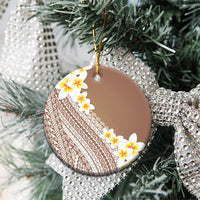 Tahiti Plumeria Tribal Pattern Ceramic Ornament Wave Style Brown