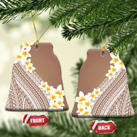 Tahiti Plumeria Tribal Pattern Ceramic Ornament Wave Style Brown