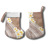 Tahiti Plumeria Tribal Pattern Christmas Stocking Wave Style Brown