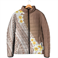 Tahiti Plumeria Tribal Pattern Padded Jacket Wave Style Brown LT05 - Polynesian Pride