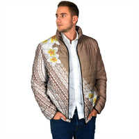 Tahiti Plumeria Tribal Pattern Padded Jacket Wave Style Brown LT05 - Polynesian Pride