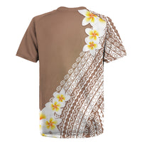 Tahiti Plumeria Tribal Pattern Rugby Jersey Wave Style Brown LT05 - Polynesian Pride