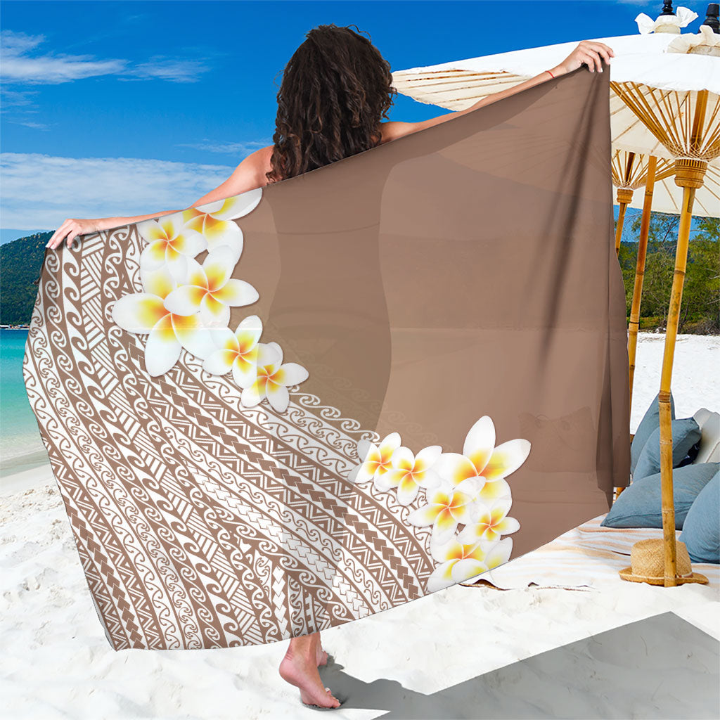 Tahiti Plumeria Tribal Pattern Sarong Wave Style Brown LT05 One Size 44 x 66 inches Brown - Polynesian Pride