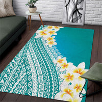 Tahiti Plumeria Tribal Pattern Area Rug Wave Style Turquoise LT05 Turquoise - Polynesian Pride