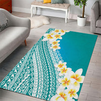 Tahiti Plumeria Tribal Pattern Area Rug Wave Style Turquoise LT05 - Polynesian Pride