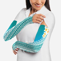 Tahiti Plumeria Tribal Pattern Arm Sleeves Wave Style Turquoise LT05 - Polynesian Pride