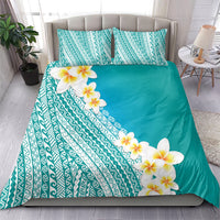 Tahiti Plumeria Tribal Pattern Bedding Set Wave Style Turquoise LT05 - Polynesian Pride
