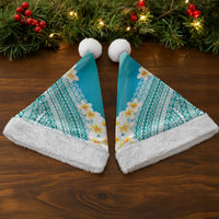 Tahiti Plumeria Tribal Pattern Christmas Santa Hat Wave Style Turquoise