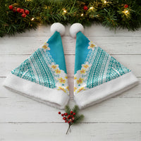 Tahiti Plumeria Tribal Pattern Christmas Santa Hat Wave Style Turquoise