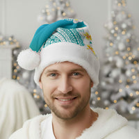 Tahiti Plumeria Tribal Pattern Christmas Santa Hat Wave Style Turquoise