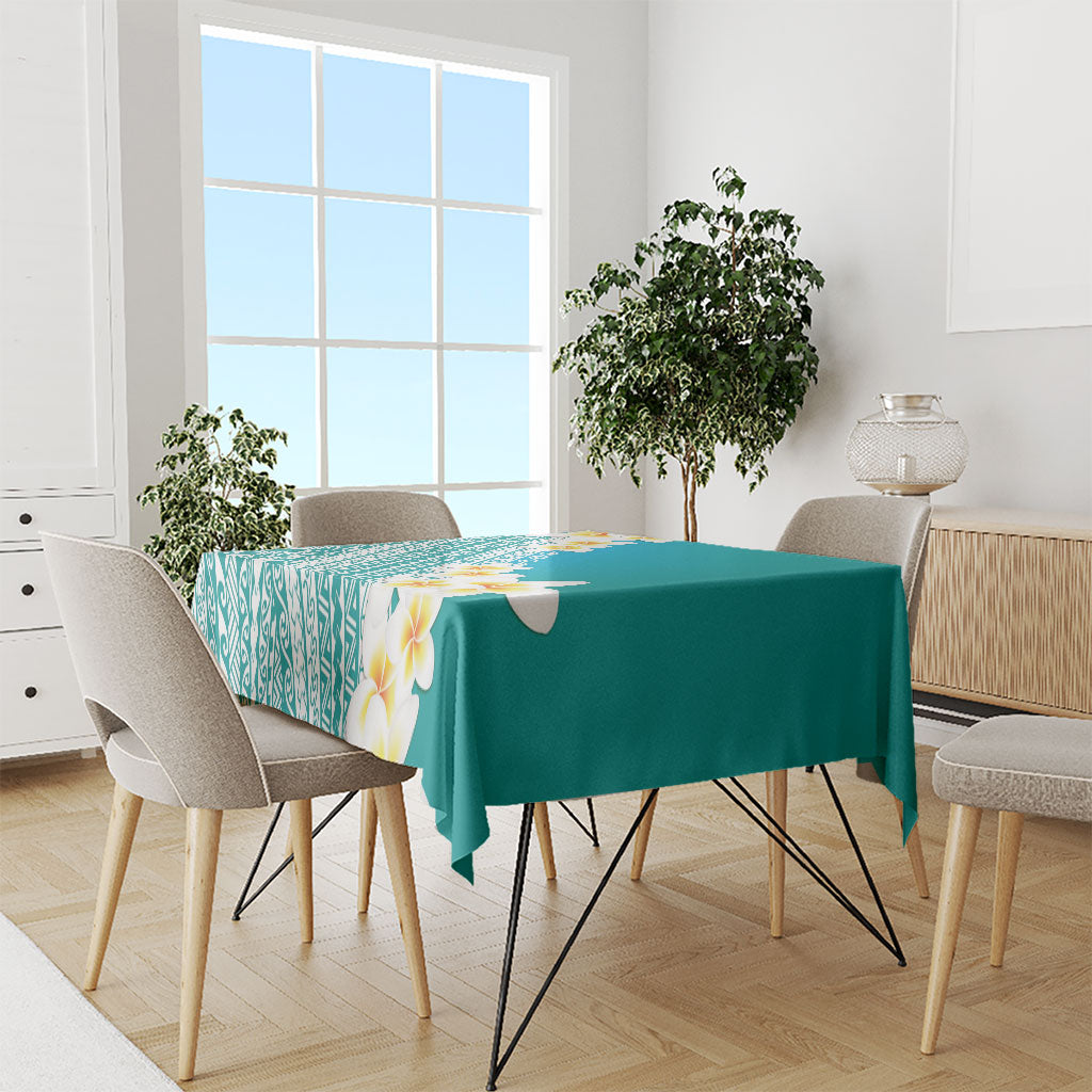 Tahiti Plumeria Tribal Pattern Tablecloth Wave Style Turquoise LT05 - Polynesian Pride