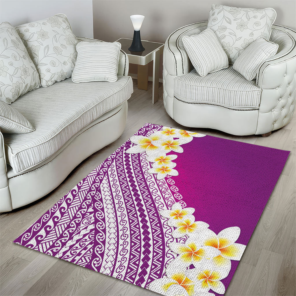 Tahiti Plumeria Tribal Pattern Area Rug Wave Style Purple LT05 - Polynesian Pride