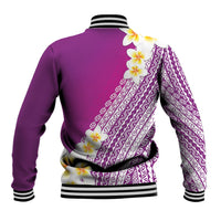 Tahiti Plumeria Tribal Pattern Baseball Jacket Wave Style Purple LT05 - Polynesian Pride