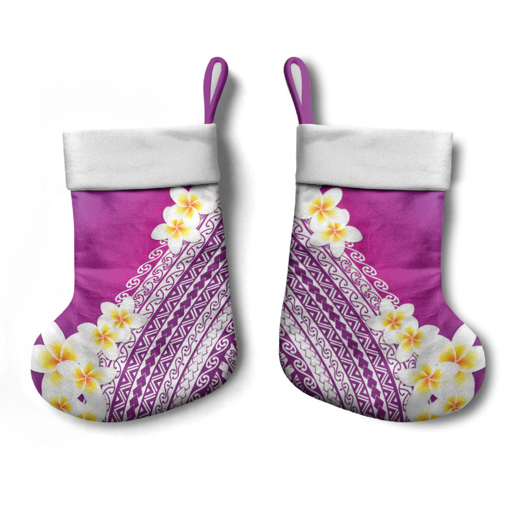 Tahiti Plumeria Tribal Pattern Christmas Stocking Wave Style Purple