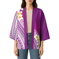 Tahiti Plumeria Tribal Pattern Kimono Wave Style Purple LT05 - Polynesian Pride