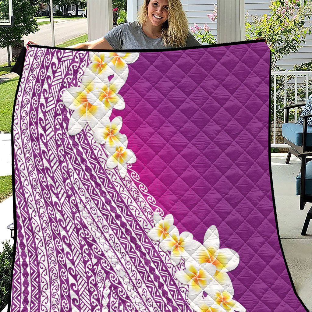 Tahiti Plumeria Tribal Pattern Quilt Wave Style Purple LT05 Purple - Polynesian Pride