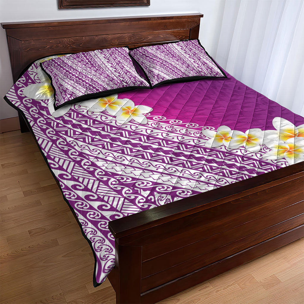Tahiti Plumeria Tribal Pattern Quilt Bed Set Wave Style Purple LT05 - Polynesian Pride